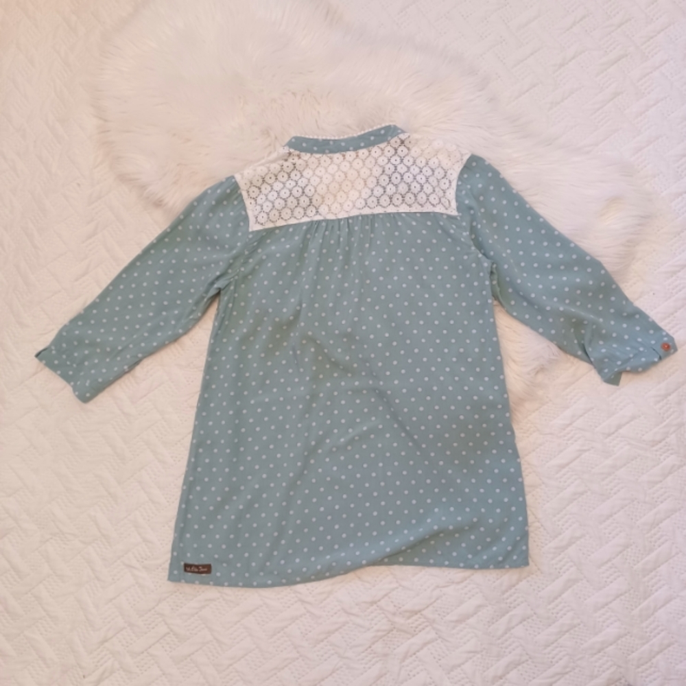 {Matilda Jane} Mint Green and white dot eyelet lace cottagecore blouse - Picture 5 of 6